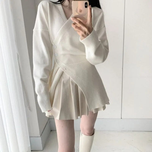 ウエストマークロングニット